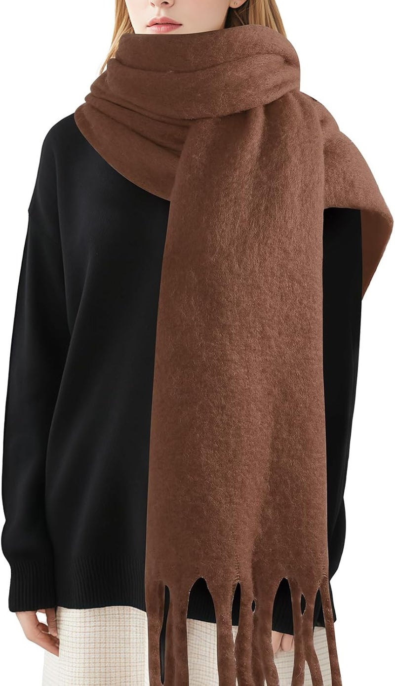 Premillow Women's Mohair Winter Scarf Pure Color, Warm Winter Scarf for Women and Men, Soft Luxurious Cashmere Feel Scarfs - Image 1